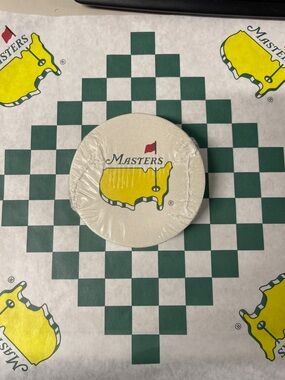 Masters Yellow & Green Logo Round Coaster with Red Flag